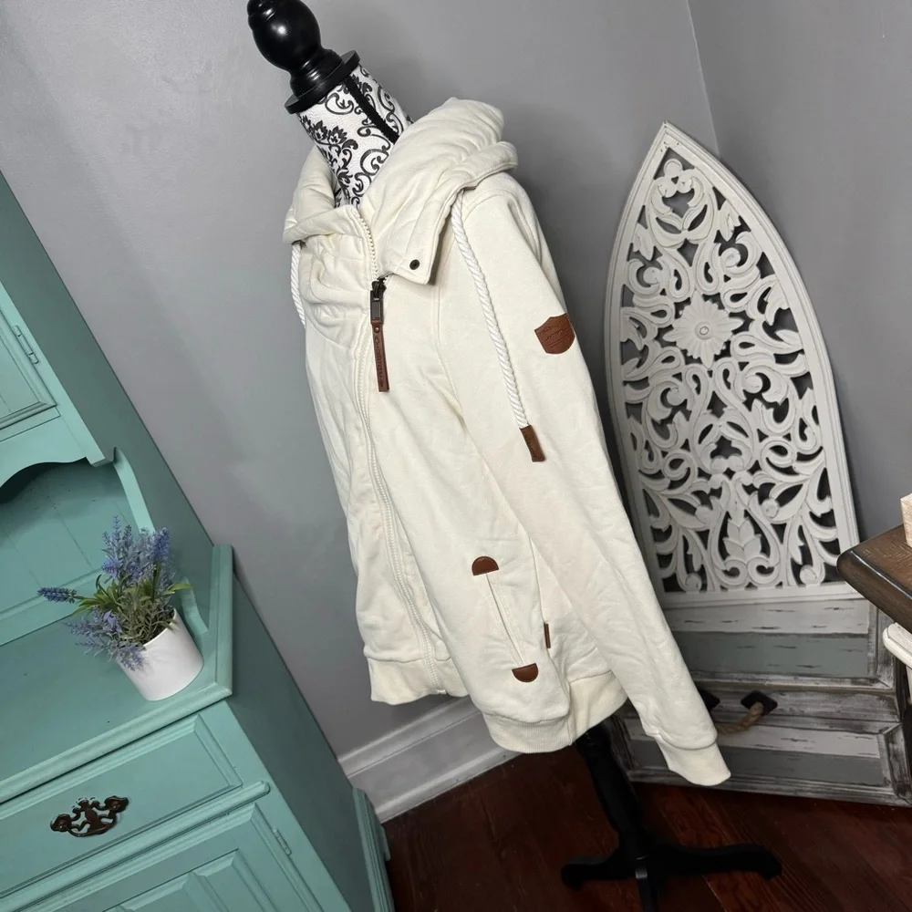 Wanakome Hestia Cowl Neck Zip Up Terry Sweatshirt Size XXL NWT Oatmeal - Picture 6 of 16